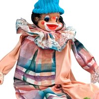 Vintage Plaid Shelf Sitter Clown