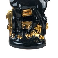 Vintage Black Ceramic Horse Lamp: Gold Accent