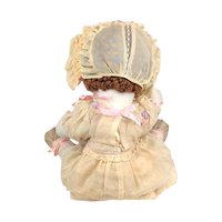 Vintage Handmade Cloth Doll in Bonnet and Dress