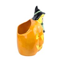 Vintage Halloween Witch and Jack-O-Lantern Ceramic Planter