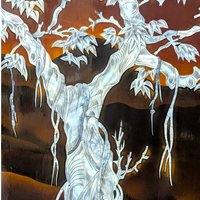 Vintage Vietnamese Lacquer Wall Panel: Mother of Pearl Inlay