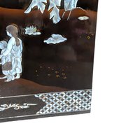 Vintage Vietnamese Lacquer Wall Panel: Torii Gate & Mother of Pearl Inlay