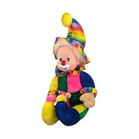 Vintage Rainbow Harlequin Clown Sitting Doll