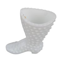 Fenton Hobnail White Milk Glass Boot Figurine