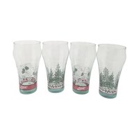 Set of 4 Vintage Coca-Cola Pine Cone and Tree Glasses