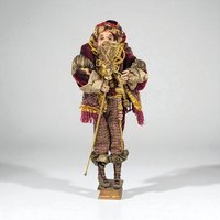 Vintage Santa Elf Jester Figure: Maroon & Gold