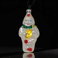 Vintage Blown Glass Clown with Instrument Ornament