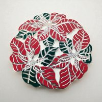 Vintage Regal Silver Metal Poinsettia Trivet