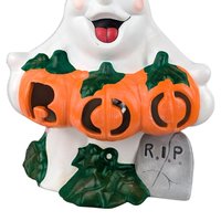 Vintage Ceramic Ghost Holding Boo Pumpkins Light