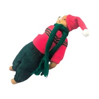 Handmade Porcelain Christmas Bear in Knit Outfit