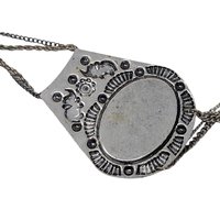 Vintage Silver Tone Statement Pendant Necklace