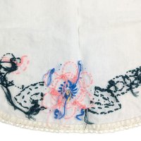 Vintage Hand Embroidered Floral Linen Doily Set