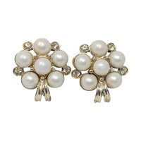 Sarah Coventry White and Gold Clip-On Earrings