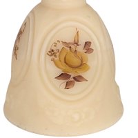 Vintage Fenton Chocolate Rose on Cameo Satin Glass Medallion Bell