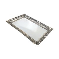 Vintage 15" Ornate Silver Tone Filigree Mirror Tray