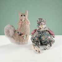 Vintage Feline Charm Plush Cat Duo
