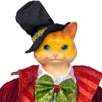 Vintage Anthropomorphic Cat Shelf Sitter - Dapper Holiday Feline