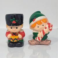 Vintage Enesco Christmas Toy Soldier & Elf Banks