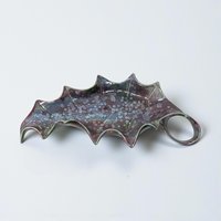 Vintage Handmade Glazed Ceramic Holly Leaf Dish