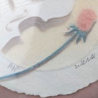 Vintage Wess 'Violin with Rose' Airbrushed Paper Art