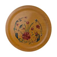 Pair of Vintage Hand-Painted Floral Wooden Plates