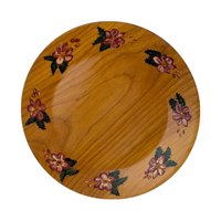 Pair of Vintage Hand-Painted Floral Wooden Plates