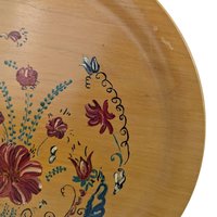 Pair of Vintage Hand-Painted Floral Wooden Plates