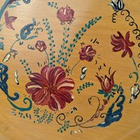 Pair of Vintage Hand-Painted Floral Wooden Plates