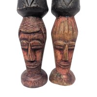 Vintage Hand Carved Tribal Figure Candle Holder Pair