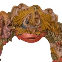 Vintage Hand-Painted Ceramic Nativity Wreath