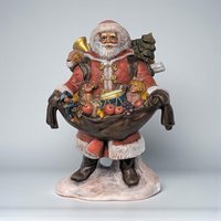Vintage Hand-Painted Ceramic Santa with Toy Sack Figure