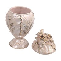 Vintage Pink Iridescent Ceramic Bird and Grape Compote