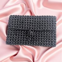 Vintage Barbara Lee Black Beaded Clutch