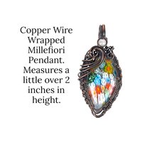 Handmade Millefiori Glass and Rose Quartz Copper Pendant