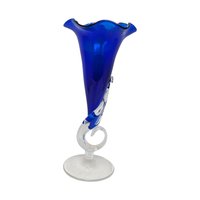 1989 Signed 'Jack-in-the-Pulpit' Cobalt Art Glass Vase