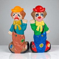 1975 Happy and Sad Ceramic Clown Banks Pair