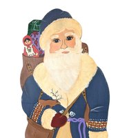 Vintage Hand-Painted Wooden Folk Art Santa Figure