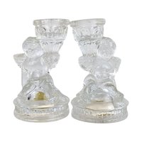 Vintage K's Collection Clear Glass Cherub Taper Candle Holders