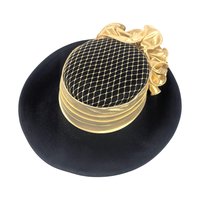 Vintage Sonni San Francisco Black and Gold Wool Ladies Hat