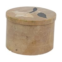 Vintage India Stone Trinket Box with Inlay Flower