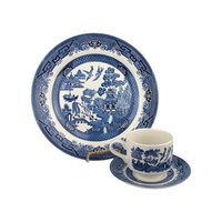 Vintage Churchill Classic Blue Willow 3 Piece Ceramic Set