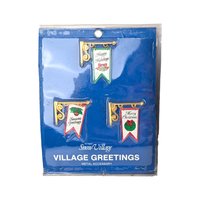 Vintage Dept 56 Snow Village Greetings Metal Signs Set