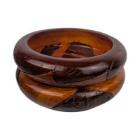 Pair of Vintage Wood Carved Bowls