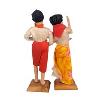 Vintage Asian Folk Art Cloth Doll Figurines