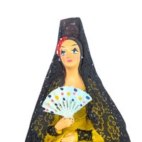 Vintage 13" Spanish Woman in Yellow and Black Lace