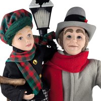 Vintage Holiday Creations Scrooge and Tiny Tim Animated Figure