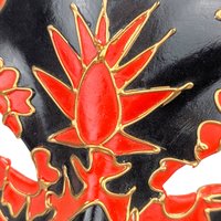 Handmade Vintage Paper Mâché Red and Black Mask