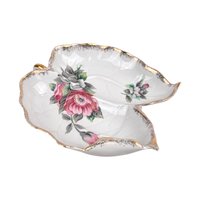 Vintage Ucagco Leaf-Shaped Floral Dresser Tray