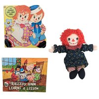 Vintage Raggedy Ann Book and Plush Doll Lot