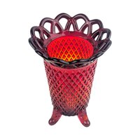 Vintage Imperial Glass Amberina Lace Edge Vase